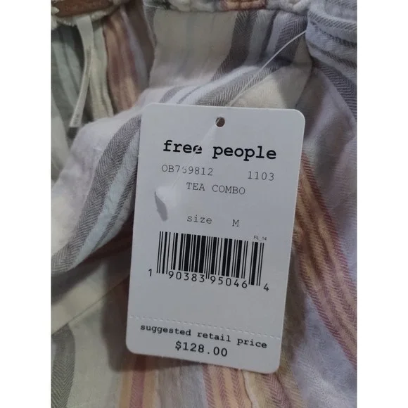 Free People Blaire Pull-On Pant Wide Legs Women's M Striped Boho - Picture 9 of 10